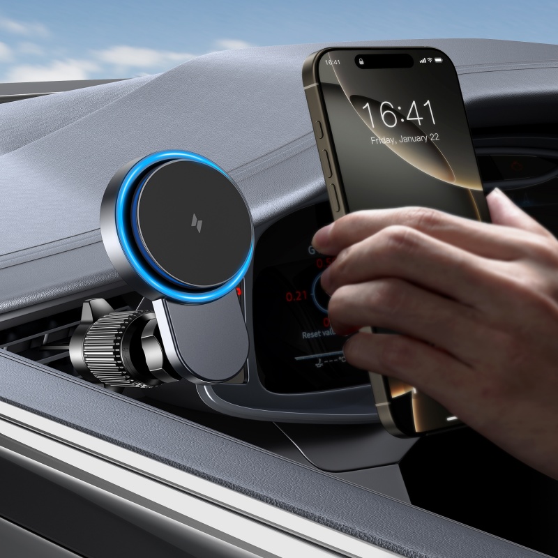 Wireless Car Charger Mount Fast Charging - حامل شاحن سيارة لاسلكي مغناطيسي مع