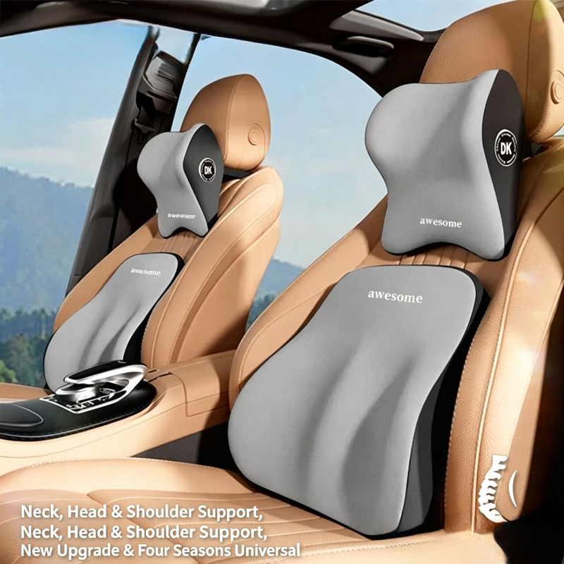Memory Foam Car Neck Pillow Lumbar Support - مجموعة وسادة الرقبة ودعامة الظهر للسيارة