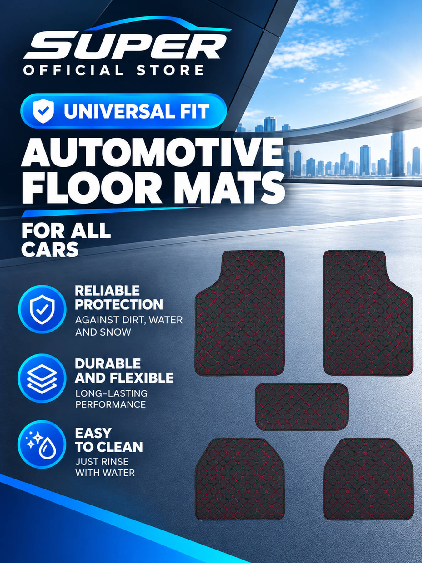 Car Floor Mats Universal Waterproof Leather - دواسات أرضية للسيارة مجموعة كاملة عالمية
