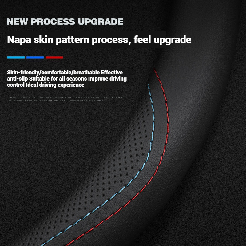 الجلود تنفس عجلة توجيه سيارة غ - مراجعة Car Steering Wheel Cover Anti Slip Breathable وسعره