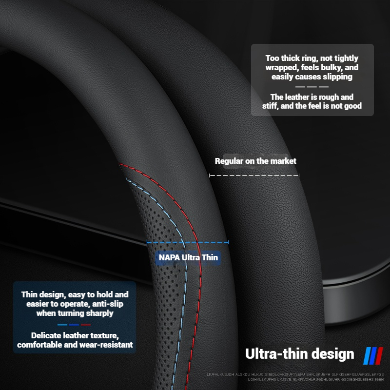 الجلود تنفس عجلة توجيه سيارة غ - مراجعة Car Steering Wheel Cover Anti Slip Breathable وسعره