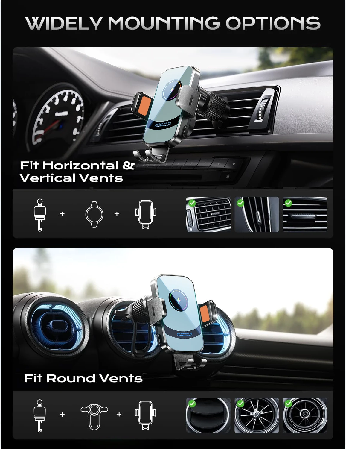UYUXIO شاحن سيارة لاسلكي سوبر  - مراجعة Magnetic Phone Holder For Car Vent وسعره