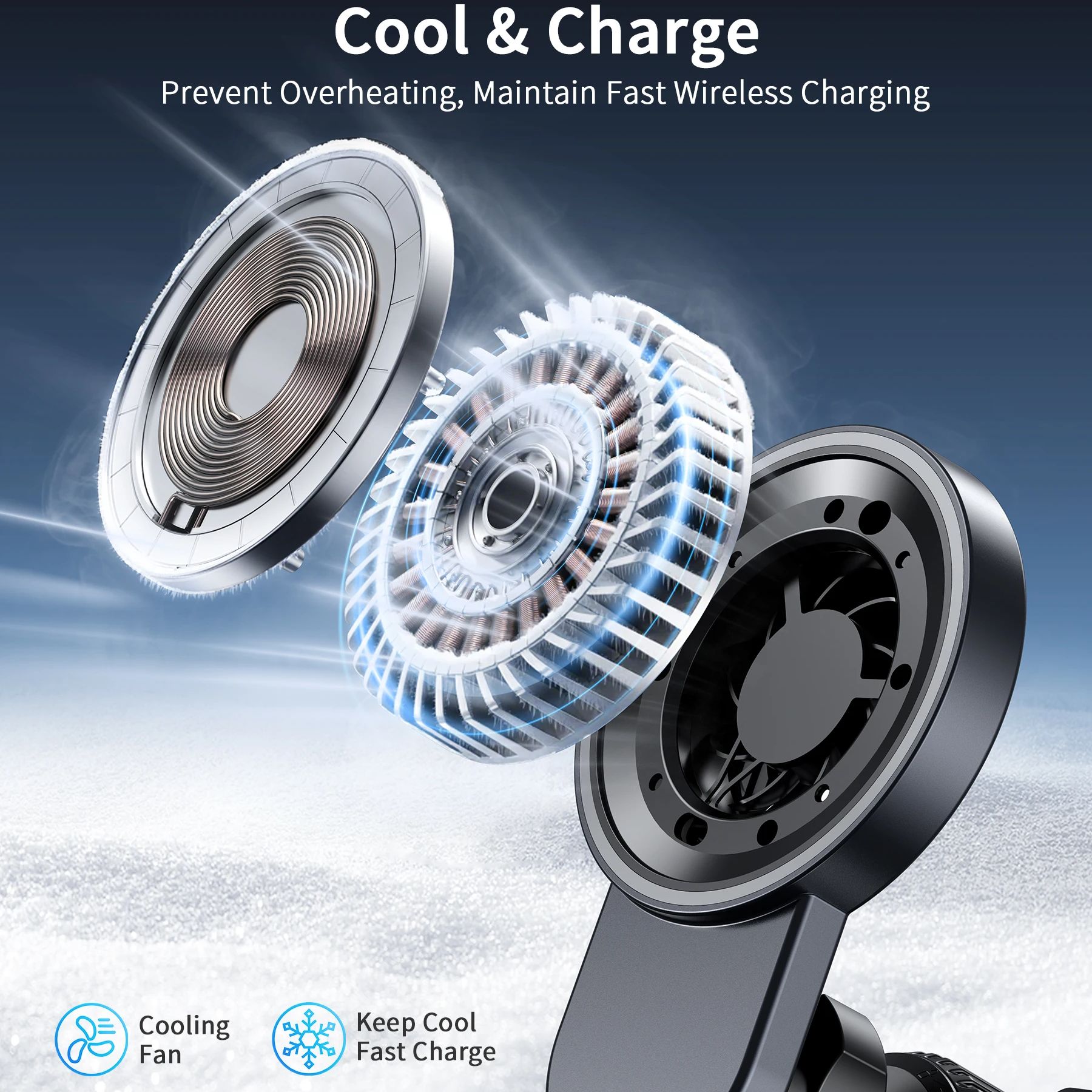 حامل شاحن سيارة لاسلكي مغناطيس - مراجعة Wireless Car Charger Mount Fast Charging وسعره