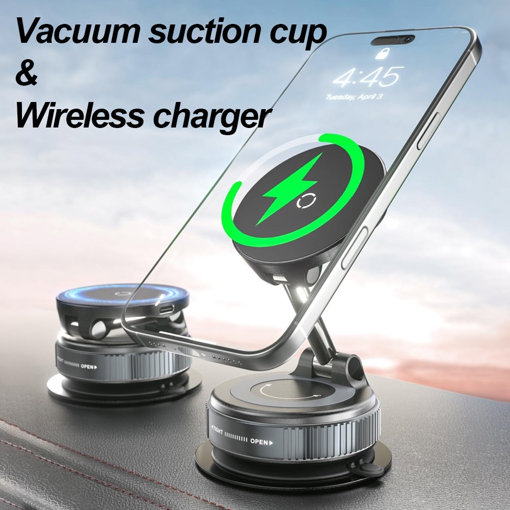 حامل هاتف شاحن لاسلكي مغناطيسي - مراجعة Wireless Car Charger Mount Fast Charging وسعره
