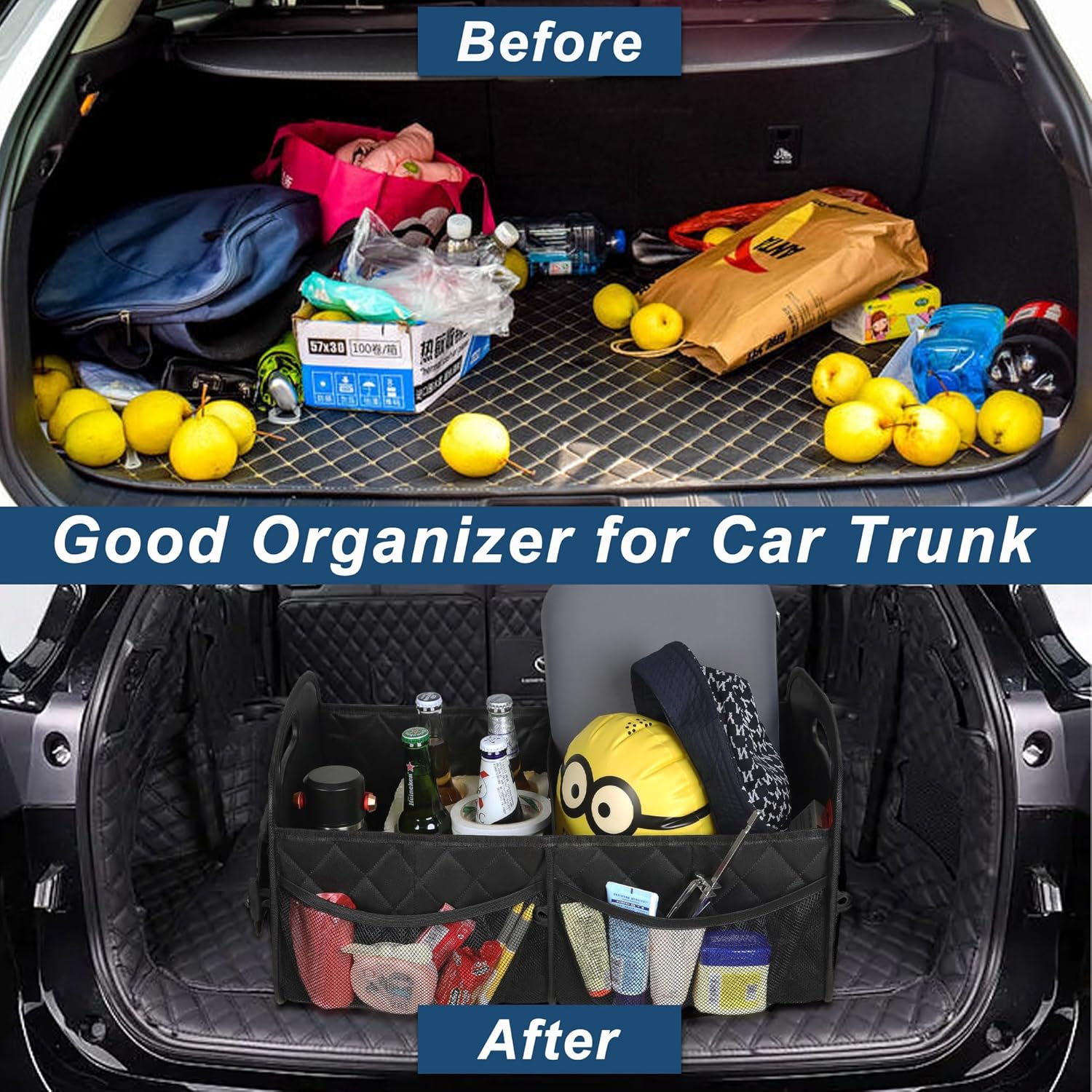 منظم صندوق السيارة للسيارات ال - مراجعة Car Trunk Organizer Foldable Storage Box وسعره
