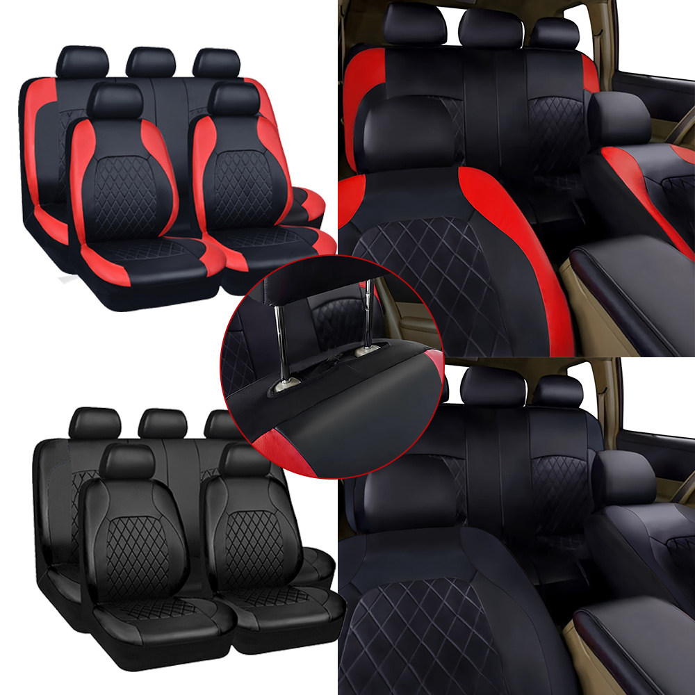 أغطية مقاعد سيارة بنقشة معينة  - مراجعة Leather Car Seat Covers Full Set Universal وسعره