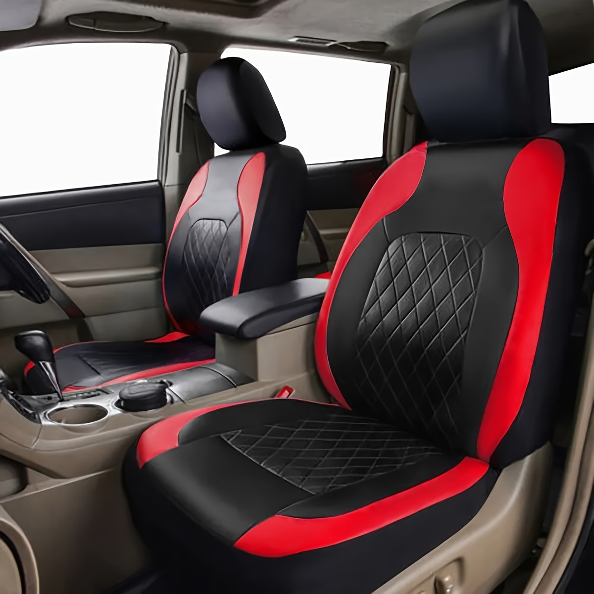 أغطية مقاعد سيارة بنقشة معينة  - مراجعة Leather Car Seat Covers Full Set Universal وسعره