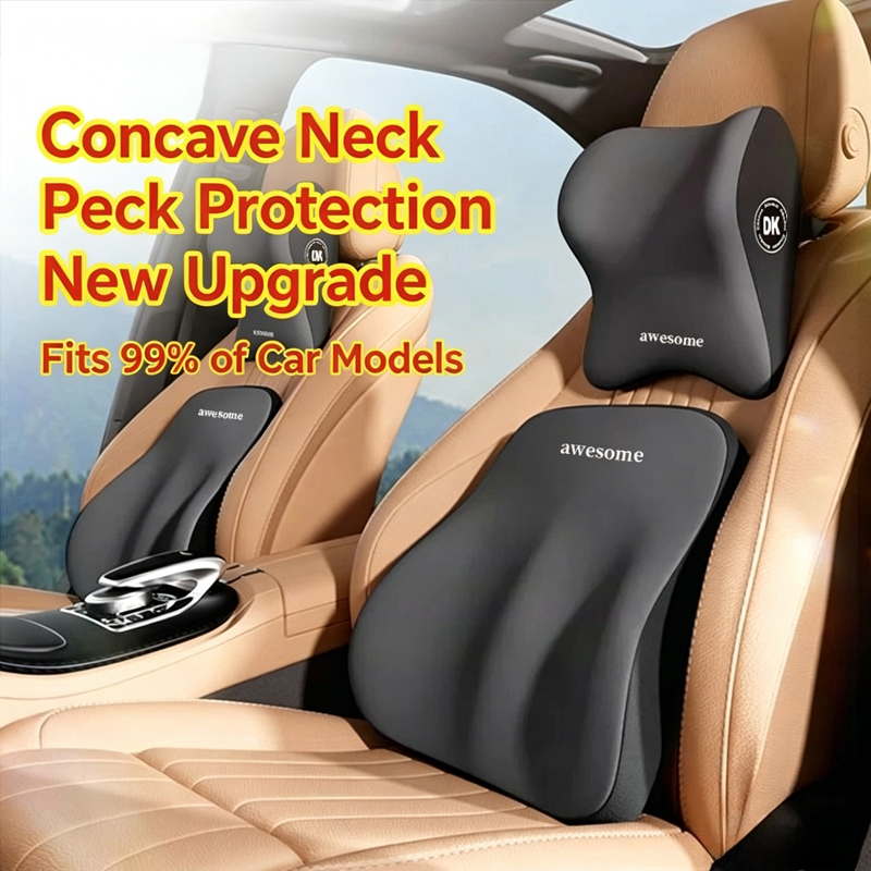 مجموعة وسادة الرقبة ودعامة الظ - مراجعة Memory Foam Car Neck Pillow Lumbar Support وسعره