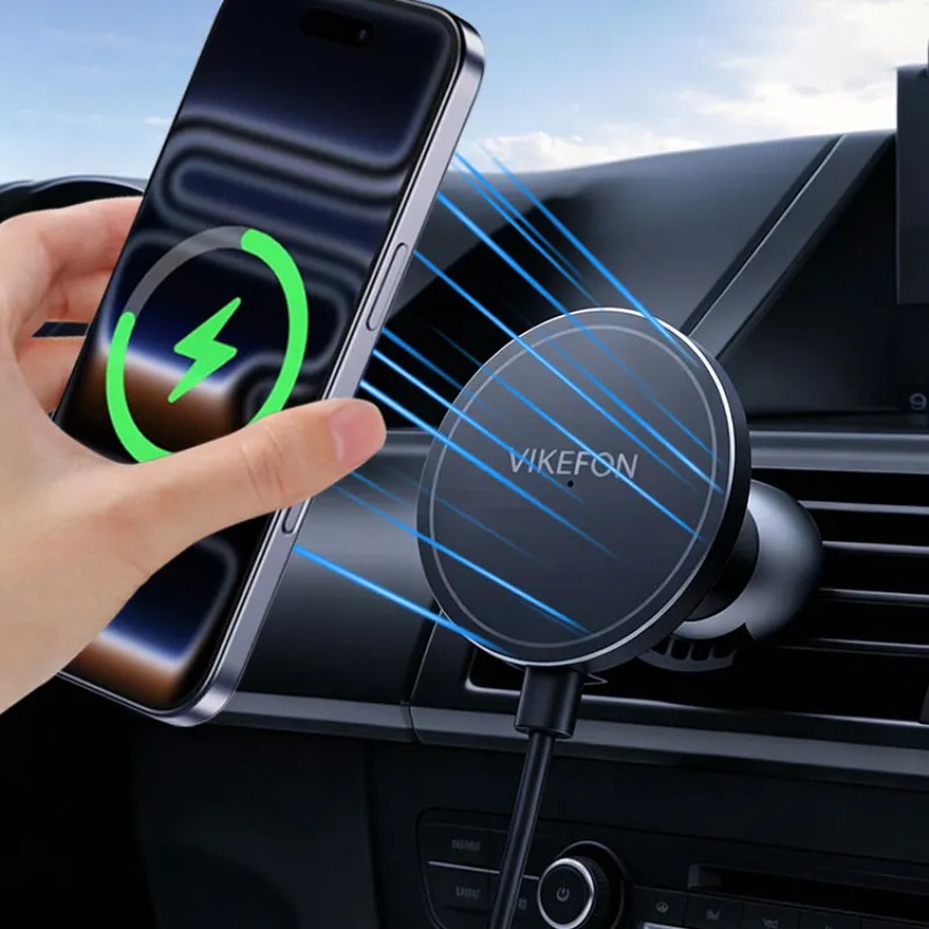 شاحن سيارة لاسلكي مع حامل هاتف - مراجعة Magnetic Phone Holder For Car Vent وسعره