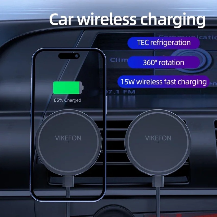 شاحن سيارة لاسلكي مع حامل هاتف - مراجعة Magnetic Phone Holder For Car Vent وسعره