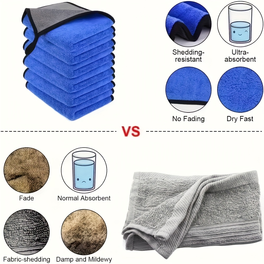 1-10 قطع مناشف تنظيف السيارات  - مراجعة Microfiber Car Drying Towel Super Absorbent وسعره