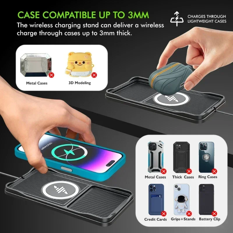 سيارة شاحن لاسلكي الوسادة قاعد - مراجعة Wireless Car Charger Mount Fast Charging وسعره